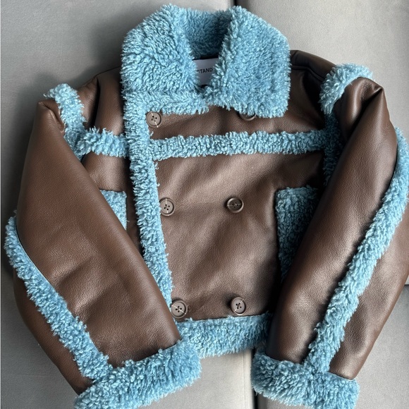 Stand Studio Jackets & Blazers - Stand Studio, brown jacket with blue faux shearling